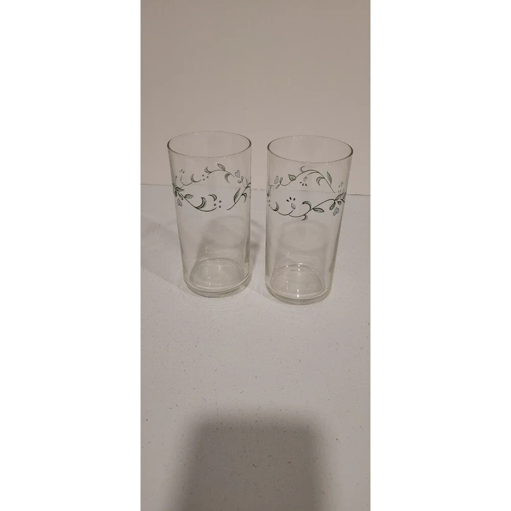 Corelle Country Cottage 16‑oz Glasses – Hearts & Vines – Set of 2 Tumblers